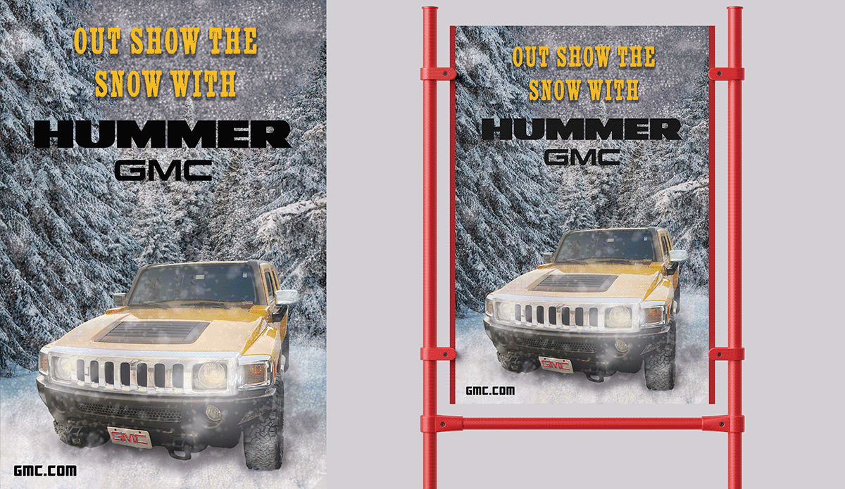 HUMMER advertisement with mock-up